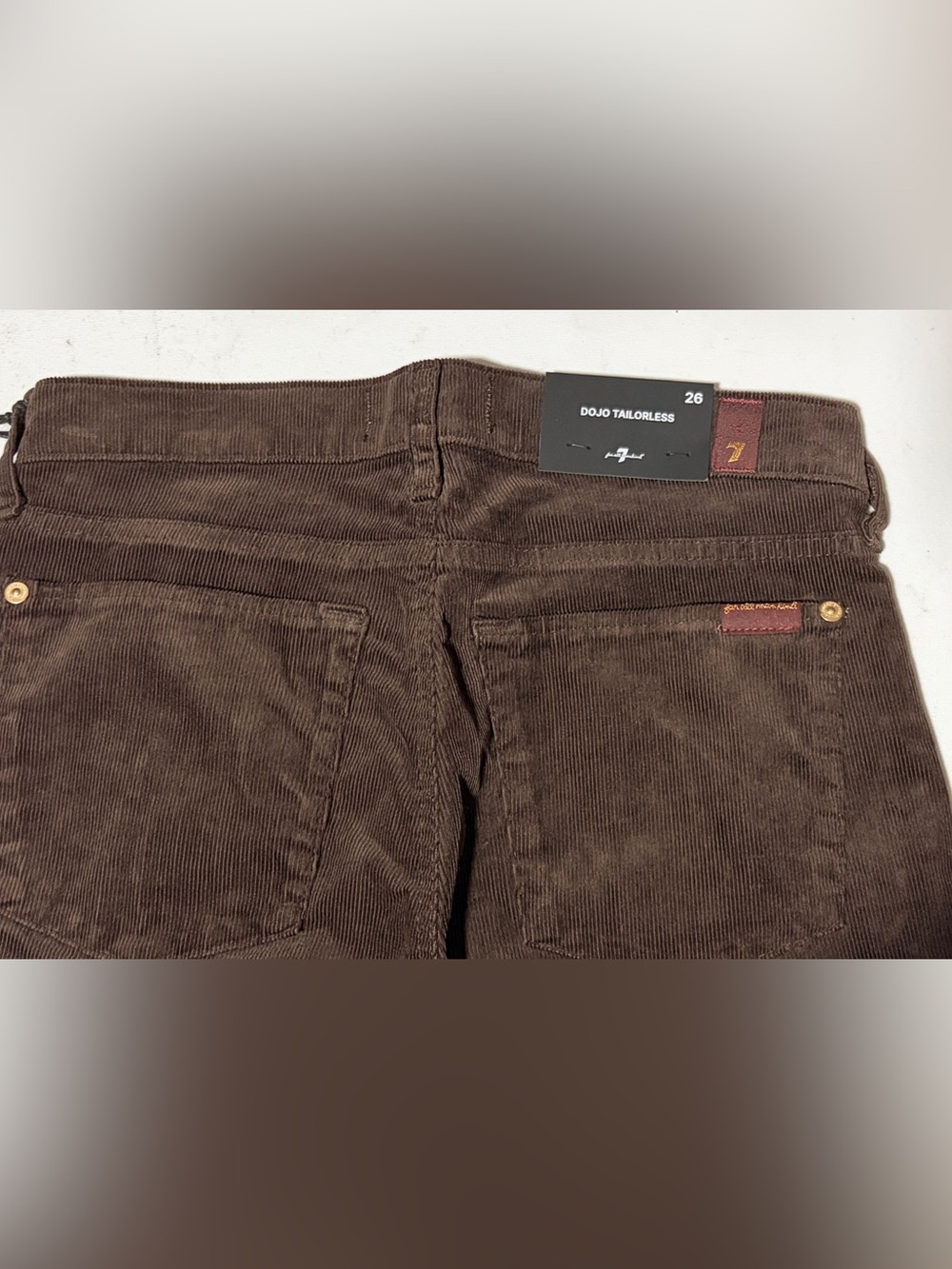 7 for All Mankind DOJO Tailorless Brown Corduroy Jeans - 26 x 32 NWT - Picture 11 of 14